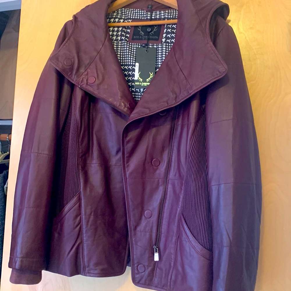 Leather Jacket- plum XL by Bod & Christensen